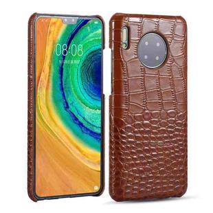 For Huawei Mate 30 Head-layer Cowhide Leather Crocodile Texture Protective Case(Brown)