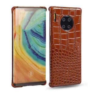 For Huawei Mate 30 Pro Head-layer Cowhide Leather Crocodile Texture Protective Case(Brown)
