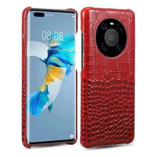 For Huawei Mate 40 Head-layer Cowhide Leather Crocodile Texture Protective Case(Red)