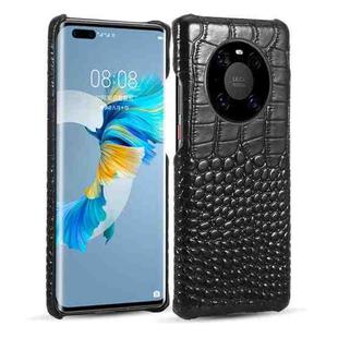 For Huawei Mate 40 Pro Head-layer Cowhide Leather Crocodile Texture Protective Case(Black)