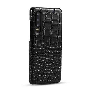 For Huawei P30 Head-layer Cowhide Leather Crocodile Texture Protective Case(Black)