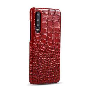 For Huawei P30 Head-layer Cowhide Leather Crocodile Texture Protective Case(Red)
