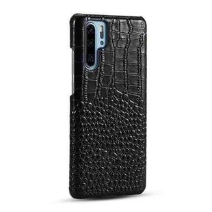 For Huawei P30 Pro Head-layer Cowhide Leather Crocodile Texture Protective Case(Black)