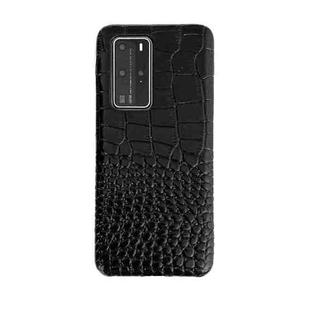 For Huawei P40 Head-layer Cowhide Leather Crocodile Texture Protective Case(Black)