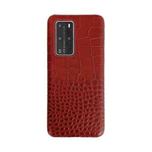 For Huawei P40 Head-layer Cowhide Leather Crocodile Texture Protective Case(Red)