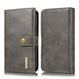 For iPhone 11 DG.MING Triple Fold Crazy Horse Texture Magnetic Horizontal Flip Leather Case with Holder & Card Slots & Wallet(Grey)