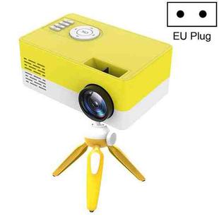 J15 1920 x 1080P HD Household Mini LED Projector with Tripod Mount Support AV / HDMI x 1 / USB x1 / TF x 1, Plug Type:EU Plug(Yellow White)