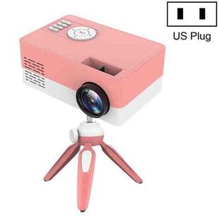 J15 1920 x 1080P HD Household Mini LED Projector with Tripod Mount Support AV / HDMI x 1 / USB x1 / TF x 1, Plug Type:US Plug(Pink White)