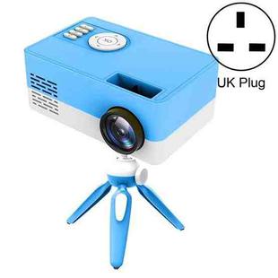 J15 1920 x 1080P HD Household Mini LED Projector with Tripod Mount Support AV / HDMI x 1 / USB x1 / TF x 1, Plug Type:UK Plug(Blue White)
