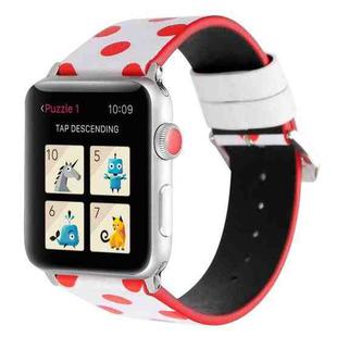 Fashion Wave Dot Series Leather Watch Band For Apple Watch Series 8&7 41mm / SE 2&6&SE&5&4 40mm / 3&2&1 38mm(Red Wave Dots On White)