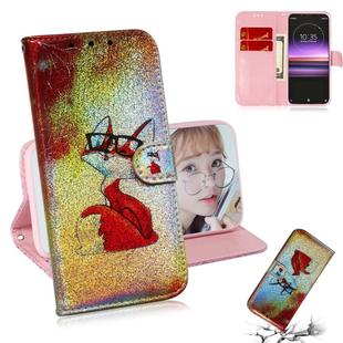 For Sony Xperia 1 / XZ4 Colored Drawing Pattern Colorful Magnetic Buckle Horizontal Flip PU Leather Case with Holder & Card Slots & Wallet & Lanyard(Glasses Fox)