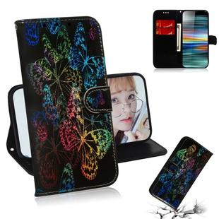 For Sony Xperia 10 Colored Drawing Pattern Colorful Magnetic Buckle Horizontal Flip PU Leather Case with Holder & Card Slots & Wallet & Lanyard(Butterflies)
