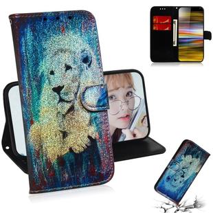 For Sony Xperia 10 Plus Colored Drawing Pattern Colorful Magnetic Buckle Horizontal Flip PU Leather Case with Holder & Card Slots & Wallet & Lanyard(White Lion)