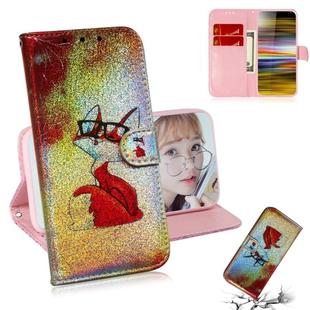 For Sony Xperia 10 Plus Colored Drawing Pattern Colorful Magnetic Buckle Horizontal Flip PU Leather Case with Holder & Card Slots & Wallet & Lanyard(Glasses Fox)