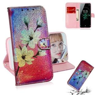For Sony Xperia XZ3 Colored Drawing Pattern Colorful Magnetic Buckle Horizontal Flip PU Leather Case with Holder & Card Slots & Wallet & Lanyard(Magnolia)
