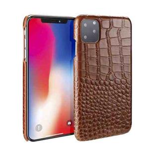 Head-layer Cowhide Leather Crocodile Texture Protective Case For iPhone 11 Pro Max(Brown)