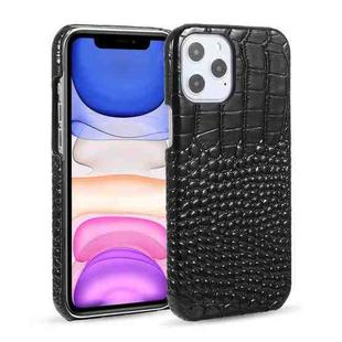 For iPhone 12 mini Head-layer Cowhide Leather Crocodile Texture Protective Case (Black)