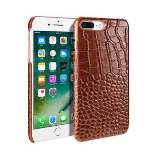 Head-layer Cowhide Leather Crocodile Texture Protective Case For iPhone 7 Plus / 8 Plus(Brown)