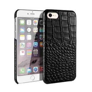 For iPhone SE 2022 / SE 2020 / 8 / 7 Head-layer Cowhide Leather Crocodile Texture Protective Case(Black)