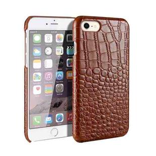 For iPhone SE 2022 / SE 2020 / 8 / 7 Head-layer Cowhide Leather Crocodile Texture Protective Case(Brown)