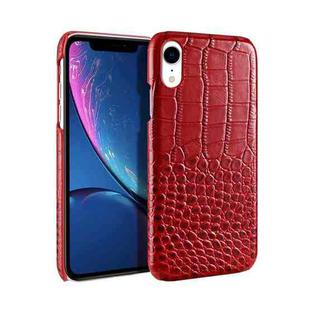 Head-layer Cowhide Leather Crocodile Texture Protective Case For iPhone XR(Red)