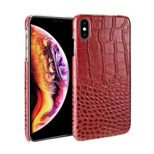 Head-layer Cowhide Leather Crocodile Texture Protective Case For iPhone XS Max(Red)