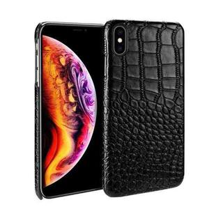 Head-layer Cowhide Leather Crocodile Texture Protective Case For iPhone X / XS(Black)