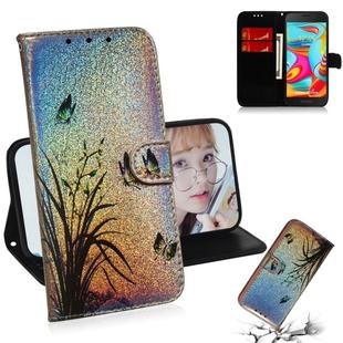 Colored Drawing Pattern Colorful Magnetic Buckle Horizontal Flip PU Leather Case with Holder & Card Slots & Wallet & Lanyard For Galaxy A2 Core(Butterfly Orchid)