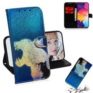 Colored Drawing Pattern Colorful Magnetic Buckle Horizontal Flip PU Leather Case with Holder & Card Slots & Wallet & Lanyard For Galaxy A50(Cat and Leopard)