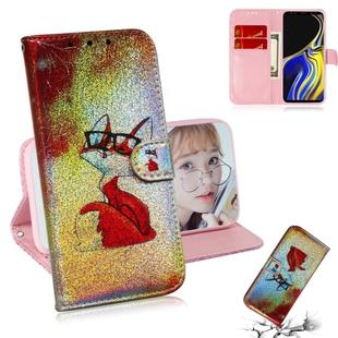 Colored Drawing Pattern Colorful Magnetic Buckle Horizontal Flip PU Leather Case with Holder & Card Slots & Wallet & Lanyard For Galaxy Note 9(Glasses Fox)