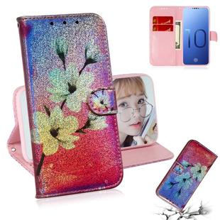 Colored Drawing Pattern Colorful Magnetic Buckle Horizontal Flip PU Leather Case with Holder & Card Slots & Wallet & Lanyard For Galaxy S10(Magnolia)