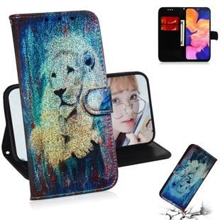 Colored Drawing Pattern Colorful Magnetic Buckle Horizontal Flip PU Leather Case with Holder & Card Slots & Wallet & Lanyard For  Galaxy A10 / M10(White Lion)
