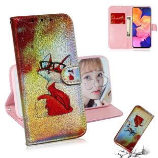 Colored Drawing Pattern Colorful Magnetic Buckle Horizontal Flip PU Leather Case with Holder & Card Slots & Wallet & Lanyard For  Galaxy A10 / M10(Glasses Fox)