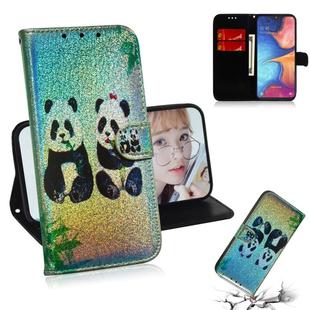Colored Drawing Pattern Colorful Magnetic Buckle Horizontal Flip PU Leather Case with Holder & Card Slots & Wallet & Lanyard For  Galaxy A10e / A20e(Two Pandas)