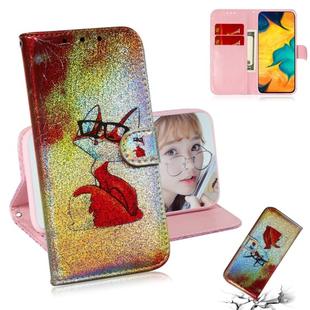 Colored Drawing Pattern Colorful Magnetic Buckle Horizontal Flip PU Leather Case with Holder & Card Slots & Wallet & Lanyard For Galaxy A20 / A30(Glasses Fox)