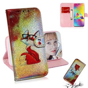 Colored Drawing Pattern Colorful Magnetic Buckle Horizontal Flip PU Leather Case with Holder & Card Slots & Wallet & Lanyard For Galaxy M20(Glasses Fox)