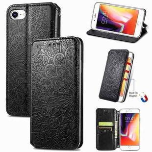 Blooming Mandala Embossed Pattern Magnetic Horizontal Flip Leather Case with Holder & Card Slots & Wallet For iPhone 6(Black)