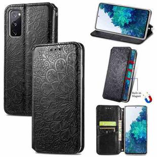 Blooming Mandala Embossed Pattern Magnetic Horizontal Flip Leather Case with Holder & Card Slots & Wallet For Samsung Galaxy S20 FE(Black)