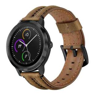 For Garmin Vivoactive3 / Vivomove HR Double Keel Watch Band(Dark Brown Crazy Horse)