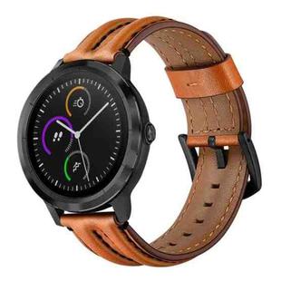 For Garmin Vivoactive3 / Vivomove HR Double Keel Watch Band(Brown)