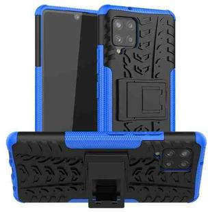 For Samsung Galaxy A42 5G Tire Texture Shockproof TPU+PC Protective Case with Holder(Blue)