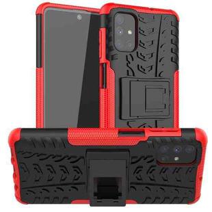 For Samsung Galaxy M51 Tire Texture Shockproof TPU+PC Protective Case with Holder(Red)