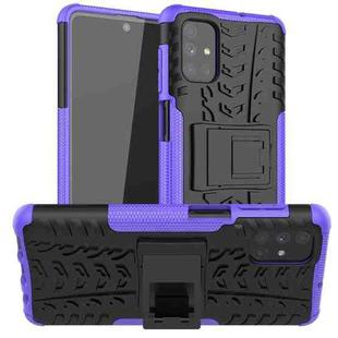 For Samsung Galaxy M51 Tire Texture Shockproof TPU+PC Protective Case with Holder(Purple)