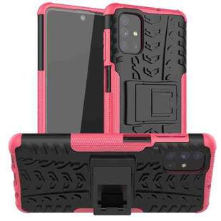 For Samsung Galaxy M51 Tire Texture Shockproof TPU+PC Protective Case with Holder(Pink)