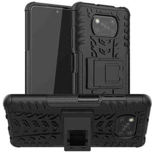 For Xiaomi Poco X3 Tire Texture Shockproof TPU+PC Protective Case with Holder(Black)