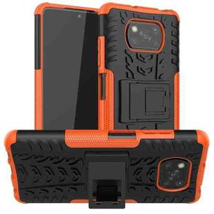 For Xiaomi Poco X3 Tire Texture Shockproof TPU+PC Protective Case with Holder(Orange)