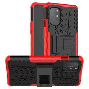 For OnePlus 8T Tire Texture Shockproof TPU+PC Protective Case with Holder(Red)