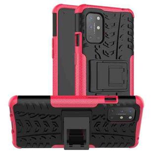 For OnePlus 8T Tire Texture Shockproof TPU+PC Protective Case with Holder(Pink)