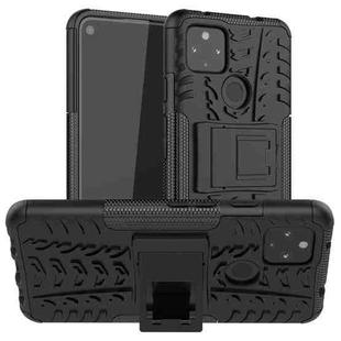 For Google Pixel 4a 5G / Pixel 5 XL Tire Texture Shockproof TPU+PC Protective Case with Holder(Black)