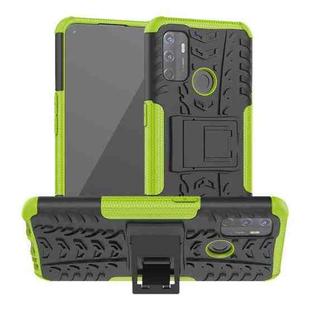 For OPPO A53 / A32 Tire Texture Shockproof TPU+PC Protective Case with Holder(Green)
